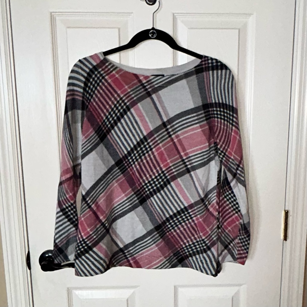 Talbots 100% Merino Wool Plaid Lightweight Sweater